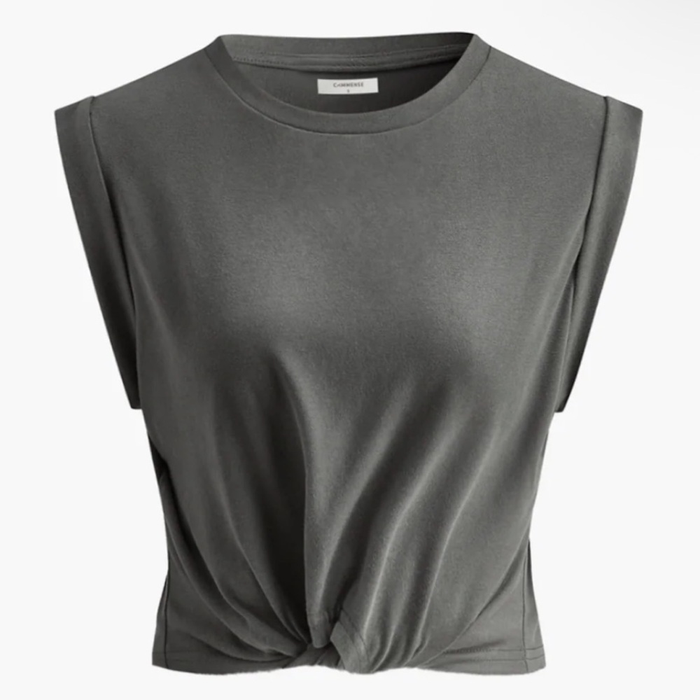 Commense Tie Front Cropped Tee